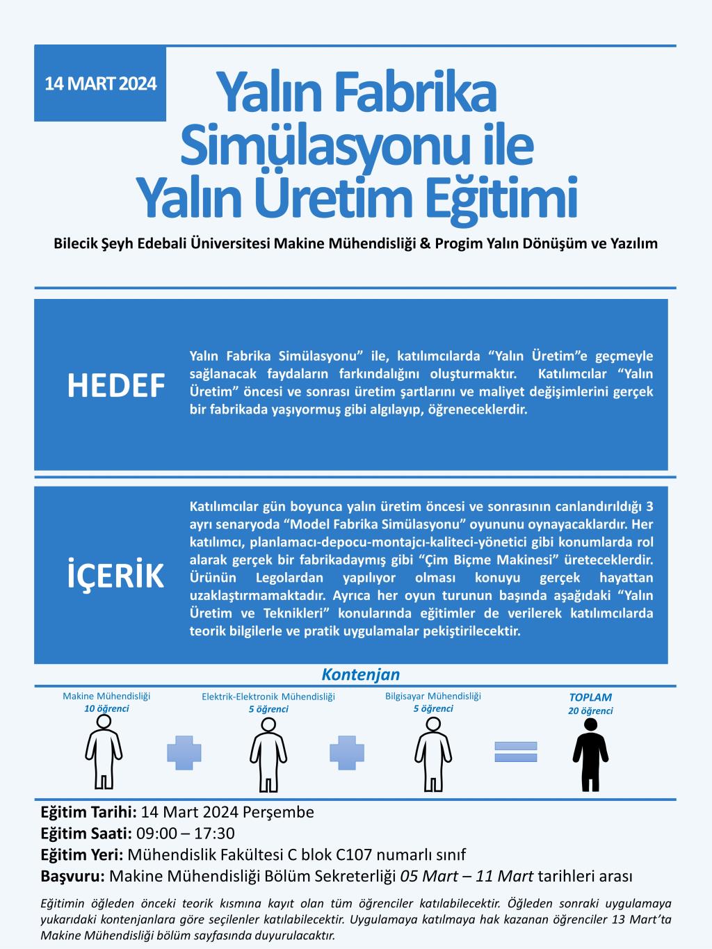 Yalın Fabrika Simülasyonu Eğitimi Duyurusu